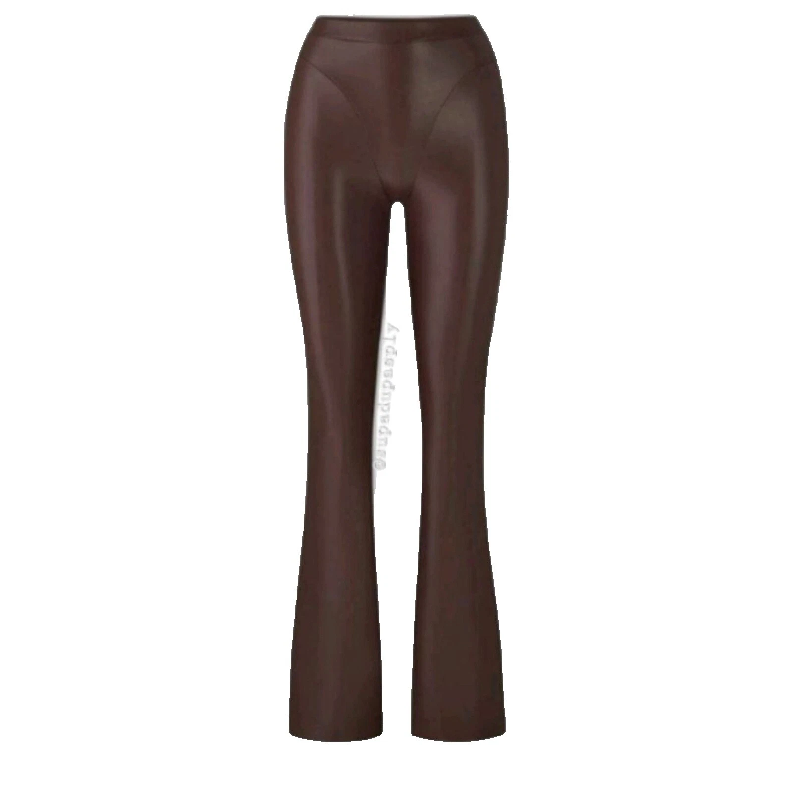 Pantalones de Cuero de Imitación Marrón para Mujeres