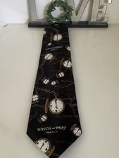 Appointed Apparel Watch and Pray Black Gold Christian Silk Tie Vintage 4" x 59"