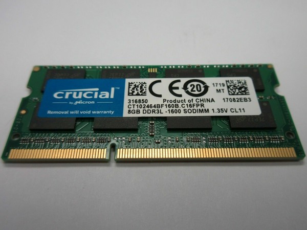 Barrette RAM Crucial 8 Go DDR3L-1600 SODIMM – CT102464BF160B – 1,35V CL11 – Neuf