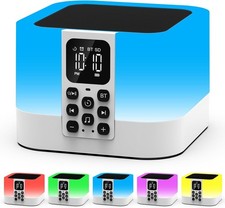 Night Light Bluetooth Speaker, Sound Machine Alarm Clock with 30 Natural Soot...