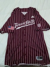 Texas A&M Aggies Replica Maroon Pinstripe Baseball Jersey Size Large