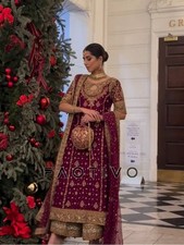 Faux Georgette Top Palazzo Dupatta Party Wear Wedding Set Designer Pakistani