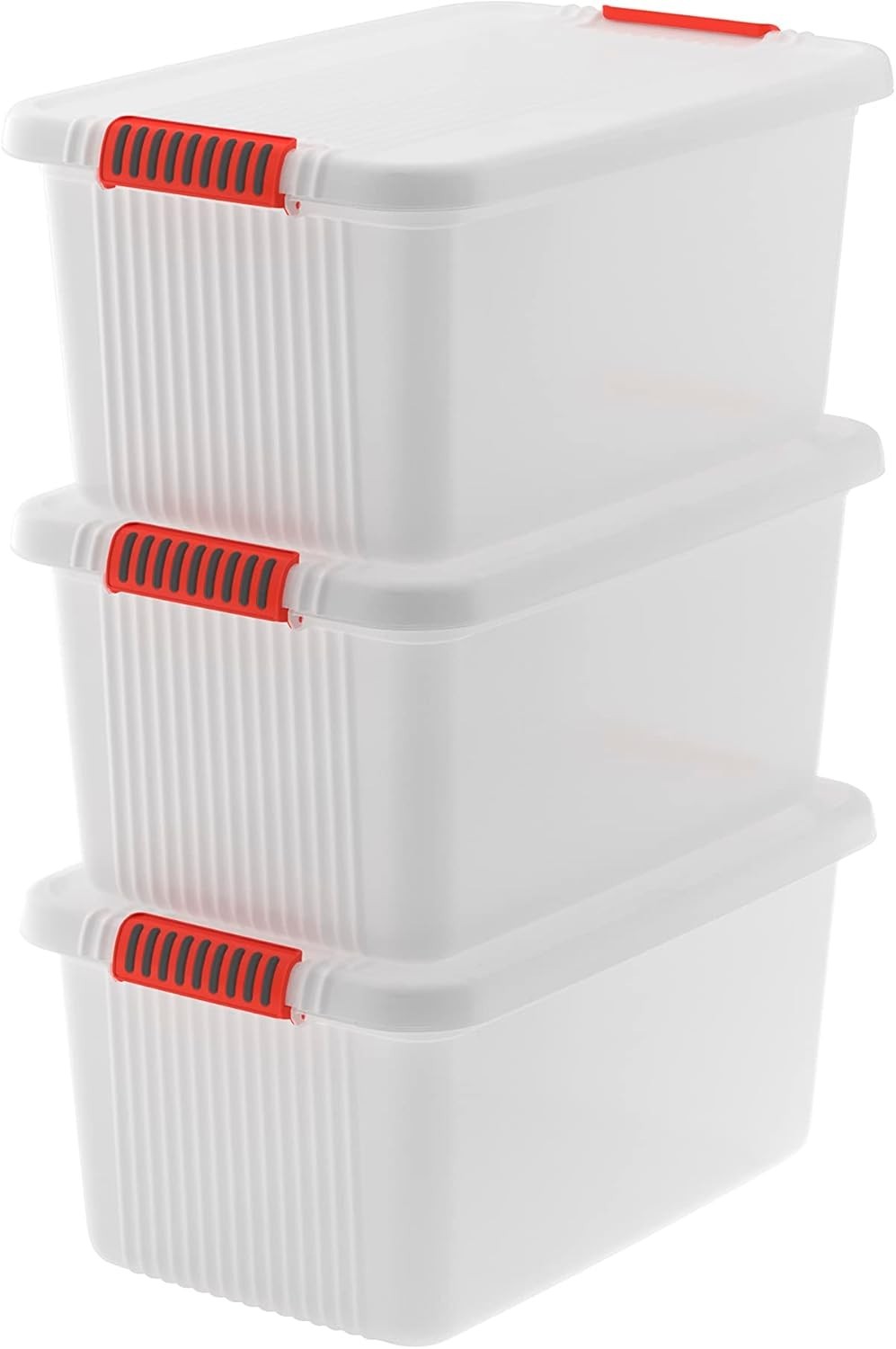 Keter K-Latch L Set 3 Contenitori 43L Trasparenti - Organizzazione Casa
