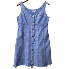 Vintage 90s Guess Denim Dress 100% Cotton Jean USA Skater Grunge Sz 11