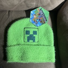 Minecraft Creeper Striped Ribbed Cuffed Beanie Hat NWT Cozy Winter Wear Gift