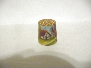 THIMBLE VINTAGE HANDPAINTED BISQUE DO '77 LTD ED 535/5000 FALL COUNTRY SCENE