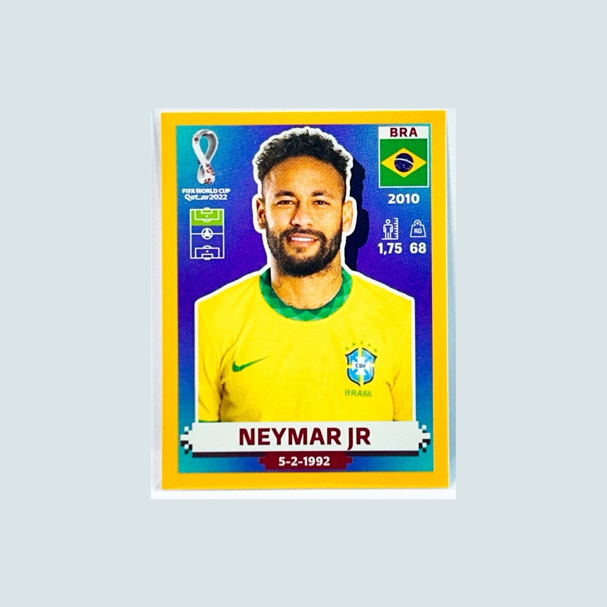 Neymar Jr. 2022 Panini FIFA World Cup Qatar GOLD SP Sticker #BRA17