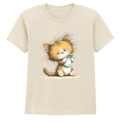 Süßes flauschiges unordentliches Ingwer Kätzchen Jungen Mädchen Kinder T-Shirt Geburtstagsgeschenk