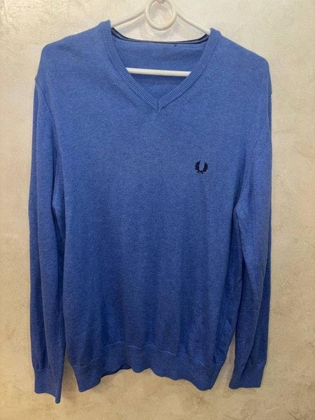 Men Fred Perry Sweater Navy Cotton 40 /L / 48