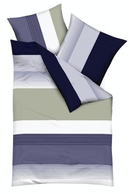 Kaeppel Mako Satin Bettwäsche 135x200 cm Baumwolle 2tlg Streifen blau grün Neu