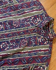 American Blue Mens XL Abstract Tribal Geometric AOP Button Down Shirt USA Made