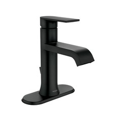 Single-Handle Bathroom Faucet w/ Lift Rod Drain, Moen Genta 84760BL, Matte Black