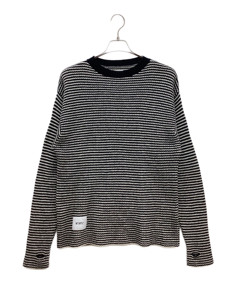 Authentic WTAPS WAFFLE 02 SWEATER WOOL M White/Black Men 202MADT-KNM03 #6627