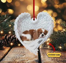 Personalized Cavalier King Charles Spaniel Dog Sleeping Angel Wings Ornament 2D