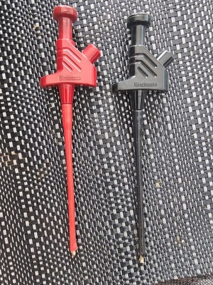  2x Hirschmann KLEPS 30 Klemmprüfspitzen / Prüfspitzen   Rot & Schwarz   4mm