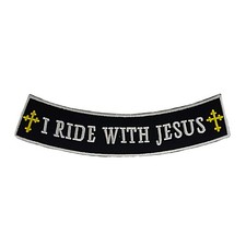I RIDE WITH JESUS Christian Rocker Patch- 10" x 2" Embroidered Biker Vest Jacket