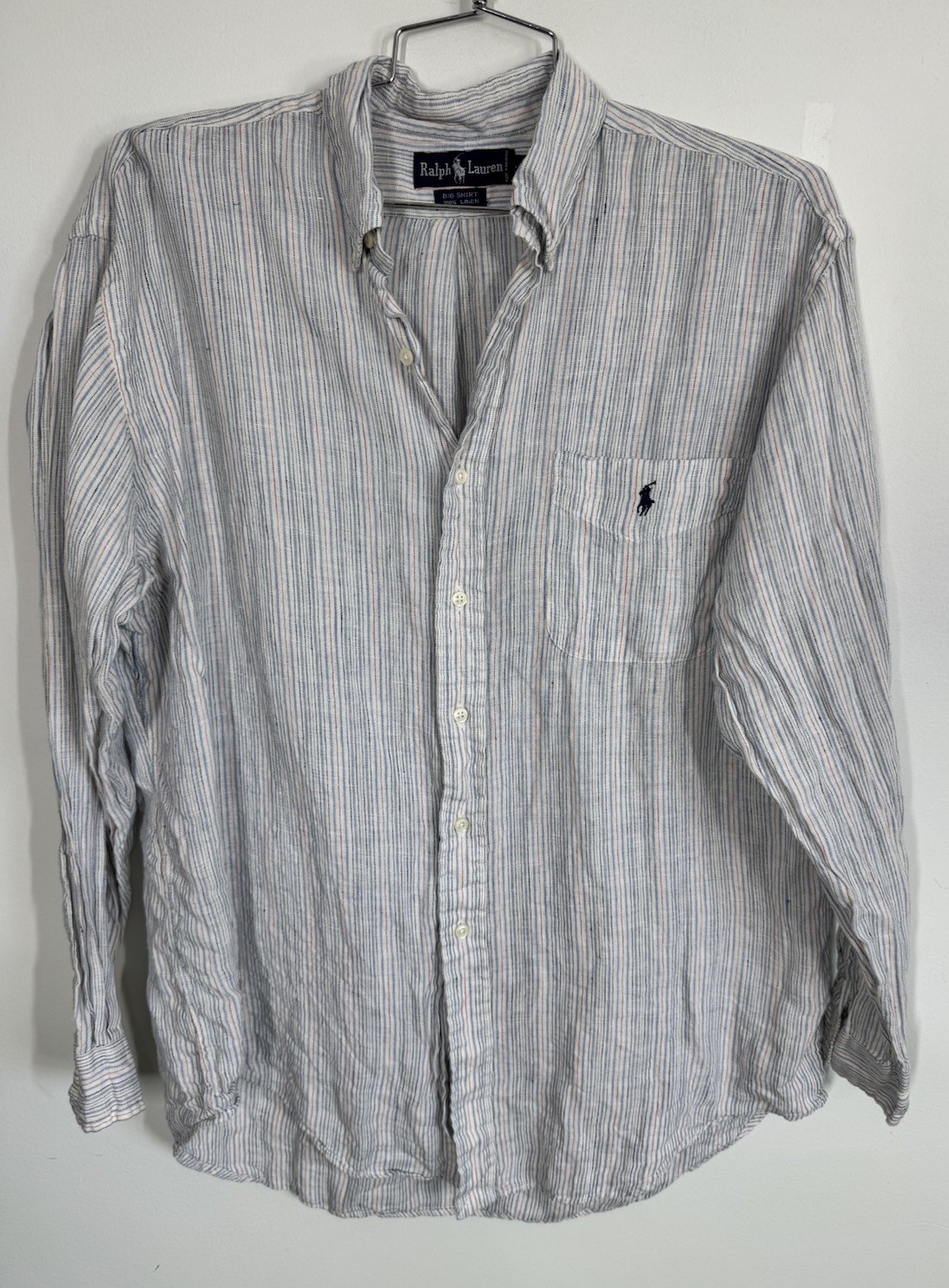 Ralph Lauren Men's 100% Linen Long Sleeve  Button Up Shirt Classic Luxury Size M