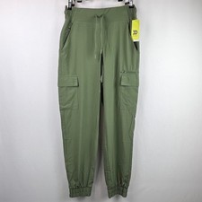 All in Motion Women Olive Green Woven Cargo Jogger Pants XS Mid Rise Ankle NEW