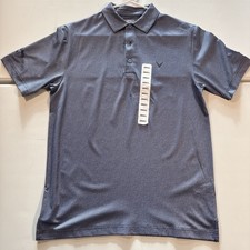 NWT Men's Small Callaway Golf Blue/Gray Geometric Performance Polo Stretch Logo