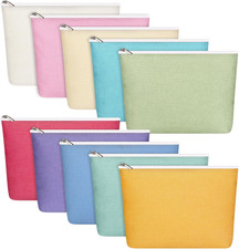 10 Pcs Canvas Makeup Bags Bulk for Women Cosmetics Toiletry Bags Blank DIY Penci