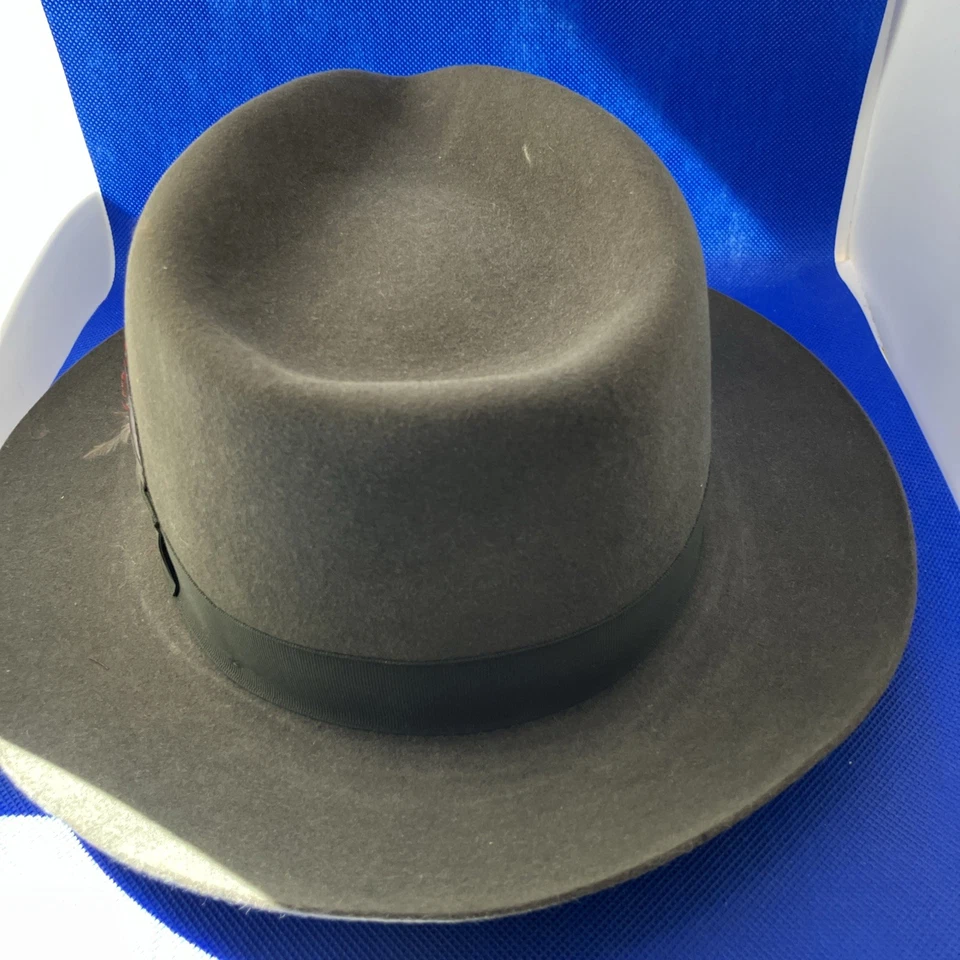 Chapéu de feltro Stetson Temple verde sálvia escura feito nos EUA vintage com caixa - Imagem 4 de 4