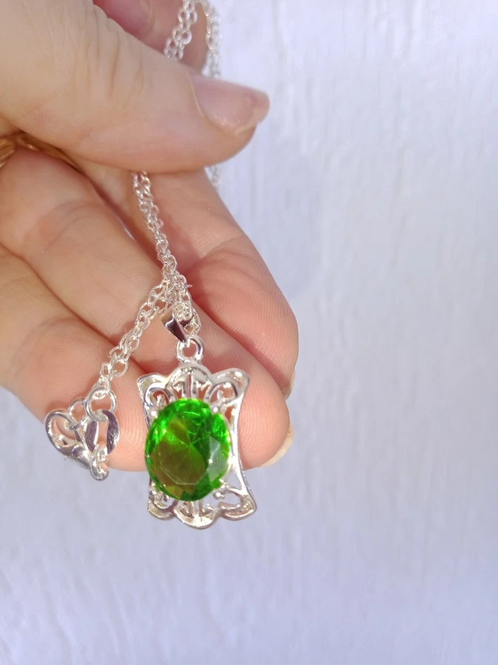 Collana con ciondolo autentico smeraldo naturale con GARANZIA argento 925 NUOVA - Immagine 2 di 4