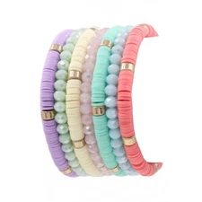 Stack Layering Beads 7 Stack Wrap Bracelet Stretch Multi-Color BOHO