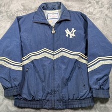 Vintage 90s New York Yankees MLB Logo Athletic Jacket Men Medium Blue Full Zip