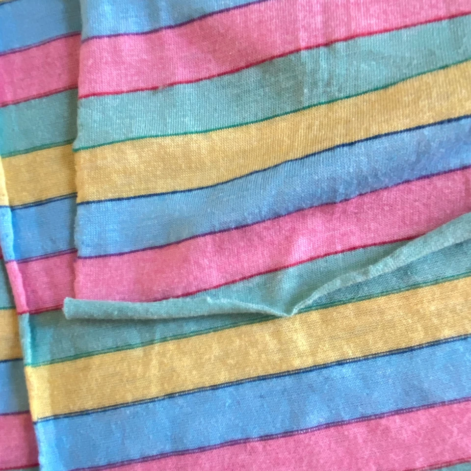 1980s Bold Pastel Stripe Knit Fabric Vtg Retro 34x56 - Image 4 of 4