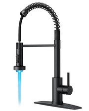 LED Kitchen Faucets, Black Kitchen Sink Faucet with Pull Down Sprayer, Stainless