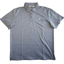 Travis Mathew Polo Shirt Mens 2XL Short Sleeve Navy Check Stretch Performance