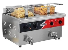 Crosson 16L Dual Tank Commercial Countertop Deep Fryer, 3600W, Stainless Steel