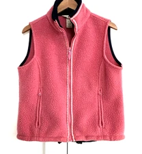 LL Bean women's full zip sherpa plush soft fleece vest medium pink