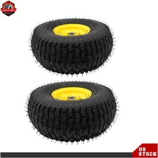 2Pcs 15x6.00-6" Turf Tire & Wheel For Lawn Garden Mower Inflatable Wheel