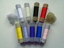 WEDDING BOUQUET HANDLE / BOUQUET HOLDER - SATIN & DIAMANTE RIBBON - 15 COLOURS