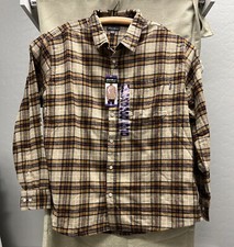 EDDIE BAUER MENS BRISTOL FLANNEL RELAXED FIT SHIRT XXL BEIGE BLACK TAN NWT