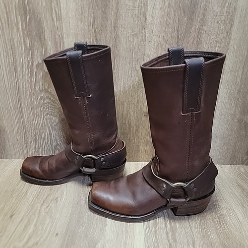 Frye Harness halbhohe Kalbslederstiefel Größe 7 Herren 8,5 Damen braun Cowboy Schnalle USA - Bild 2 von 24