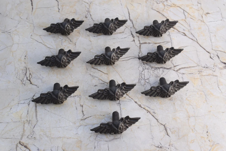 Tiradores de manija de puerta con forma de búho vintage de hierro fundido 10 piezas Foto 3 de 4