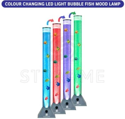 HAUSOWN 90cm Colour Changing LED Sensory Bubble Tube Lamp Mood Fish Water Silver