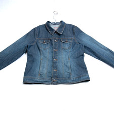 Izod Jean Jacket Womens Xl Trucker Denim Jean Jacket 6-button 4-pocket