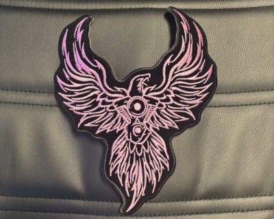 #ad #ad PINK V TWIN POWER EAGLE UPWING LARGE BIKER PATCH IRON ON 9X8 INCH $10.49