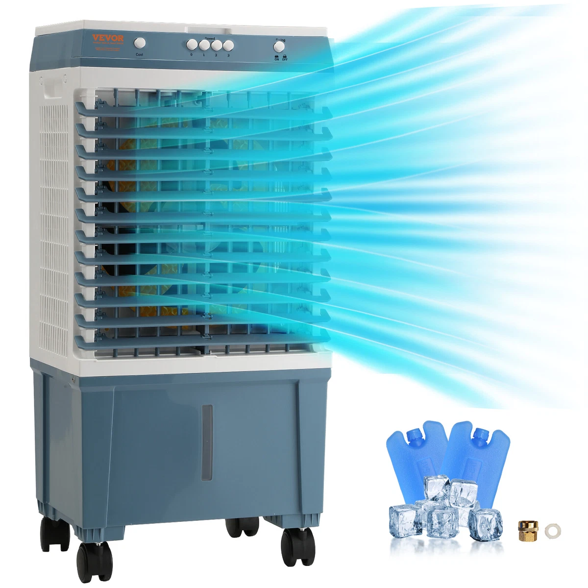 VEVOR Evaporative Cooler Swamp Cooler 3 in 1 1400 CFM 5 Gal Air Humidifier Home