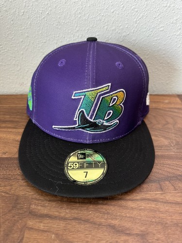 Tampa Bay Devil Rays Hat Cap Size 7 Fitted New Era 59Fifty Black Purple ...