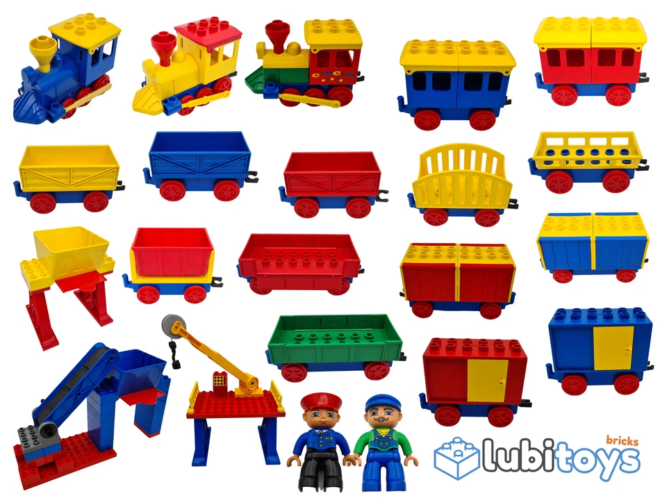 Lego® DUPLO Eisenbahn TRAIN Lokomotive Waggons Station Bahnhof MANUELL Zug - Bild 1 von 1