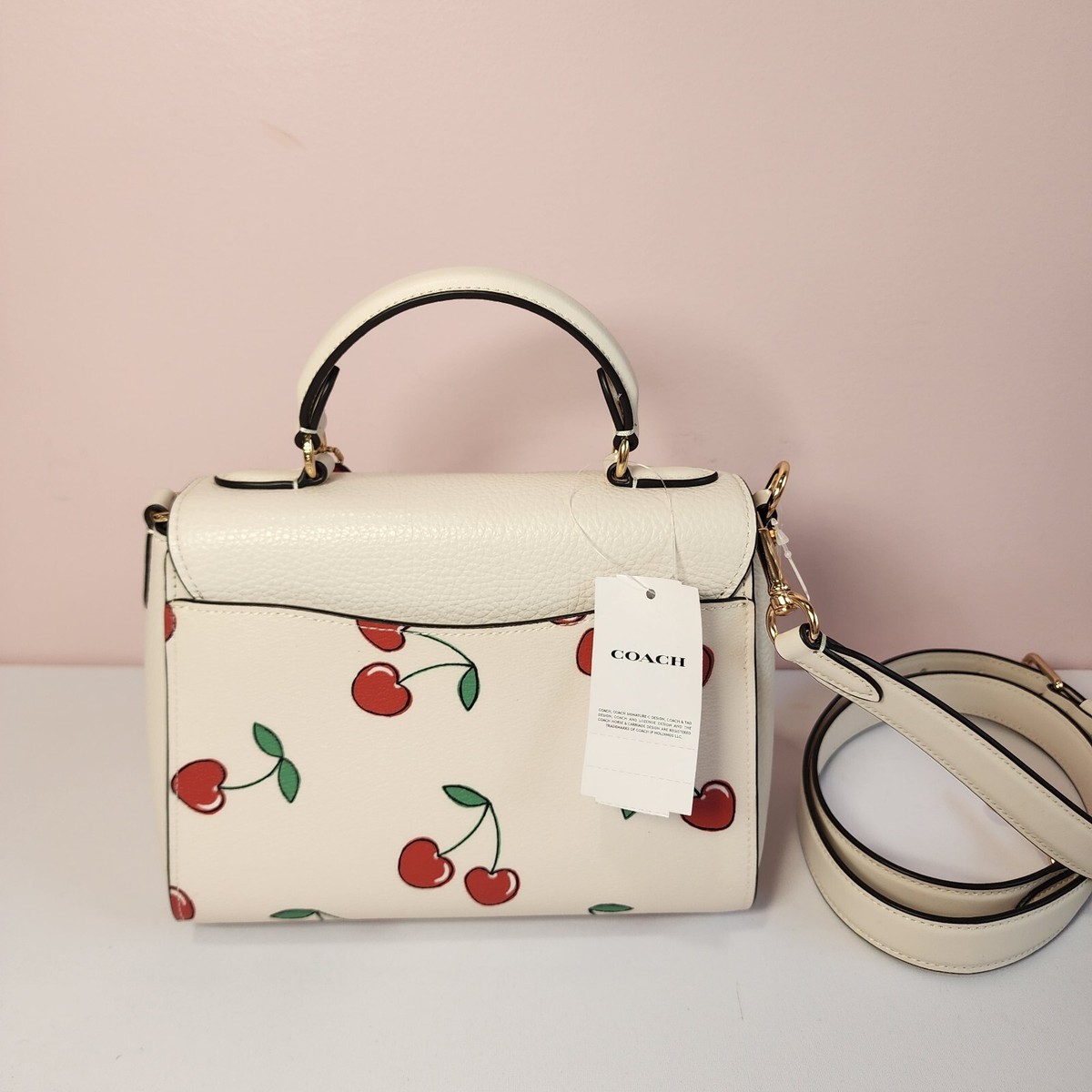 NWT Coach CF419 Heart Cherry Print Morgan Top Handle Saddle Bag | eBay