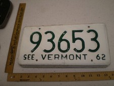 1962 62 VERMONT VT LICENSE PLATE 93653
