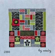 Asian Modern Needlepoint Canvas 2358 By Mindy 18 Mesh Handpainted w Button