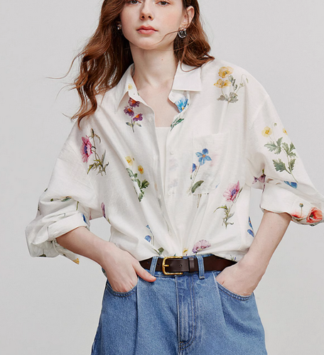 Linen Blend Floral Printed Shirt Women Loose Top V-neck Blouse Sleeveless Dress - Imagen 20 de 21