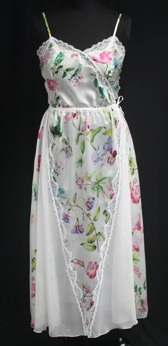 Long floral print with plain chiffon panels Nightdress by Jane