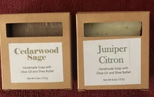 2 Bars Handmade Soap With Olive Oil/Shea Butter Cedar wood Sage/ Juniper Citron